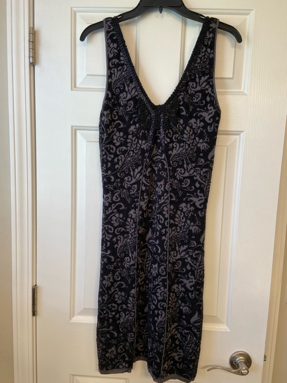 Free People Black and Grey Starstruck Woven Beaded Bodycon Dress Sz Medium - Picture 3 of 15